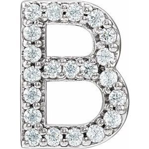 Sterling Silver .08 CTW Natural Diamond Initial B Earring Siddiqui Jewelers