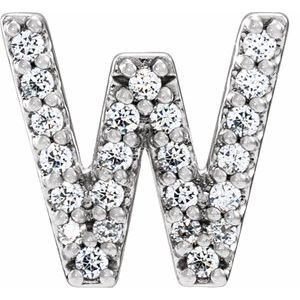 Sterling Silver .08 CTW Natural Diamond Initial W Earring Siddiqui Jewelers
