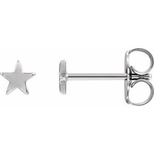 14K White 4 mm Star Friction Post & Back Earrings Siddiqui Jewelers