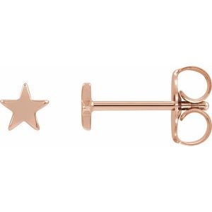 14K Rose 4 mm Star Friction Post & Back Earrings Siddiqui Jewelers