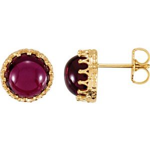 14K Yellow 8 mm Round Rhodolite Garnet Earrings - Siddiqui Jewelers