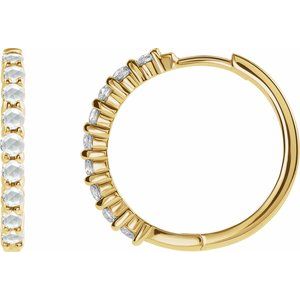 14K Yellow 1/6 CTW Rose-Cut Natural Diamond 20 mm Huggie Hoop Earring Siddiqui Jewelers