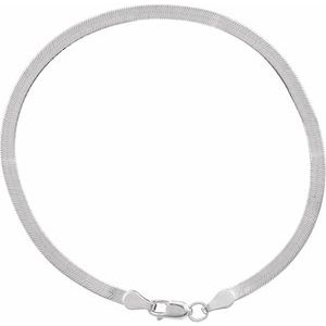 14K White 2.8 mm Flexible Herringbone 7" Chain Siddiqui Jewelers