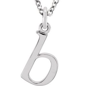 14K White Lowercase Initial b 16" Necklace Siddiqui Jewelers