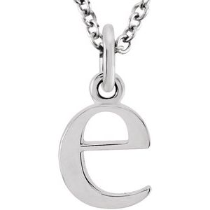 Sterling Silver Lowercase Initial e 16" Necklace Siddiqui Jewelers