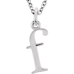 14K White Lowercase Initial f 16" Necklace Siddiqui Jewelers
