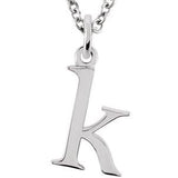 Sterling Silver Lowercase Initial k 16" Necklace Siddiqui Jewelers