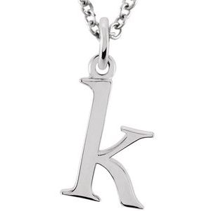 Sterling Silver Lowercase Initial k 16" Necklace Siddiqui Jewelers