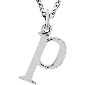 14K White Lowercase Initial p 16" Necklace Siddiqui Jewelers