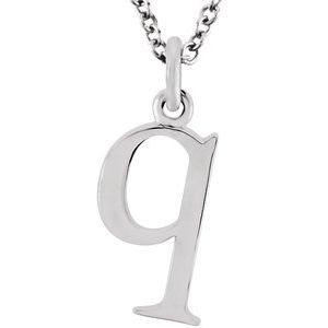14K White Lowercase Initial q 16" Necklace Siddiqui Jewelers