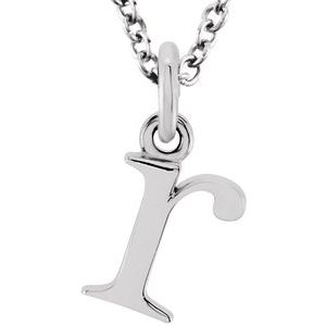 14K White Lowercase Initial r 16" Necklace Siddiqui Jewelers