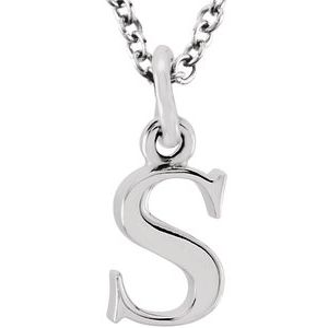 14K White Lowercase Initial s 16" Necklace Siddiqui Jewelers