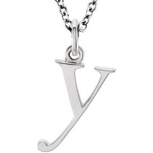 14K White Lowercase Initial y 16" Necklace Siddiqui Jewelers