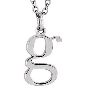 14K White Lowercase Initial g 16" Necklace Siddiqui Jewelers