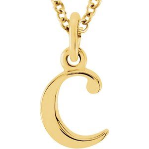 18K Yellow Gold-Plated Sterling Silver Lowercase Initial c 16" Necklace Siddiqui Jewelers