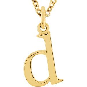 18K Yellow Gold-Plated Sterling Silver Lowercase Initial d 16" Necklace Siddiqui Jewelers