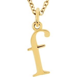 18K Yellow Gold-Plated Sterling Silver Lowercase Initial f 16" Necklace Siddiqui Jewelers