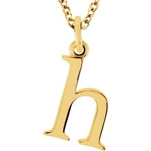 18K Yellow Gold-Plated Sterling Silver Lowercase Initial h 16" Necklace Siddiqui Jewelers