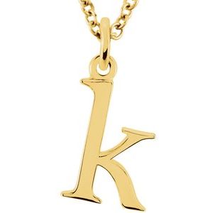 18K Yellow Gold-Plated Sterling Silver Lowercase Initial k 16" Necklace Siddiqui Jewelers
