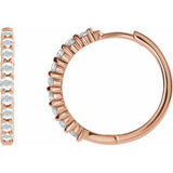 14K Rose 1/6 CTW Rose-Cut Natural Diamond 20 mm Huggie Hoop Earring Siddiqui Jewelers