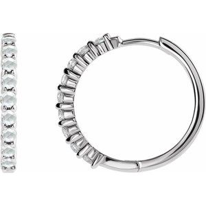 Sterling Silver 1/6 CTW Rose-Cut Natural Diamond  20 mm Huggie Hoop Earring Siddiqui Jewelers