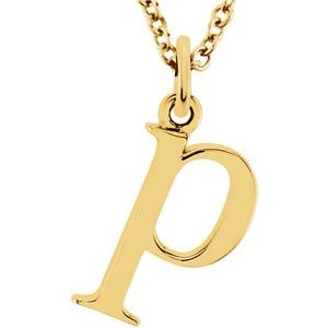 18K Yellow Gold-Plated Sterling Silver Lowercase Initial p 16" Necklace Siddiqui Jewelers