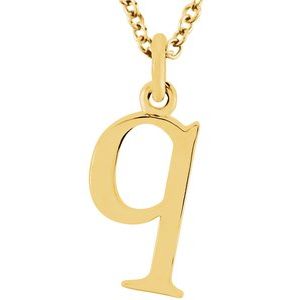 18K Yellow Gold-Plated Sterling Silver Lowercase Initial q 16" Necklace Siddiqui Jewelers