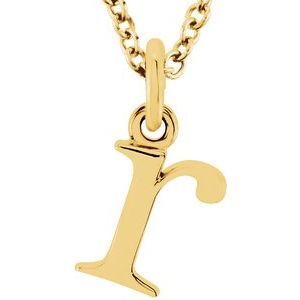 18K Yellow Gold-Plated Sterling Silver Lowercase Initial r 16" Necklace Siddiqui Jewelers