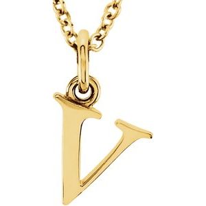 14K Yellow Lowercase Initial v 16" Necklace Siddiqui Jewelers