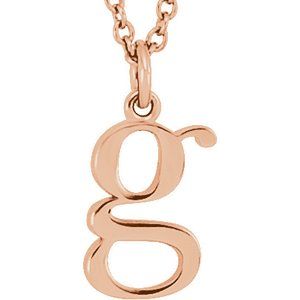 18K Rose Gold-Plated Sterling Silver Lowercase Initial g 16" Necklace Siddiqui Jewelers
