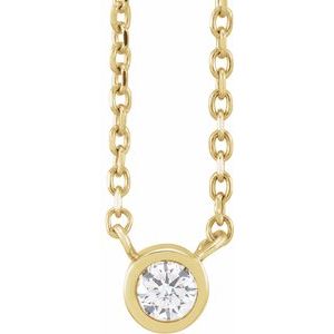 14K Yellow .06 CT Diamond Solitaire 16-18" Necklace Siddiqui Jewelers