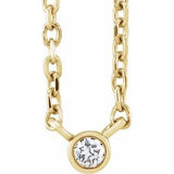 14K Yellow .02 CT Natural Diamond Solitaire 16-18" Necklace Siddiqui Jewelers