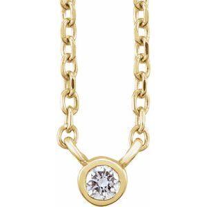 14K Yellow .03 CT Diamond Solitaire 16-18" Necklace Siddiqui Jewelers