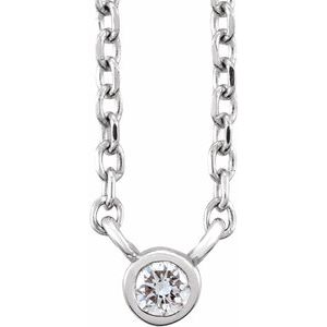 Sterling Silver .03 CT Diamond Solitaire 16-18" Necklace Siddiqui Jewelers