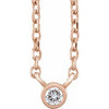 14K Rose .03 CT Diamond Solitaire 16-18" Necklace Siddiqui Jewelers