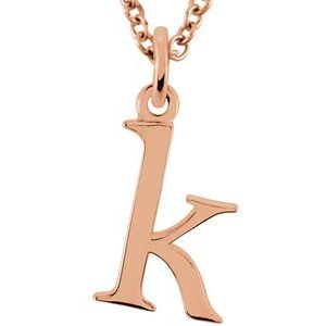 14K Rose Lowercase Initial k 16" Necklace Siddiqui Jewelers