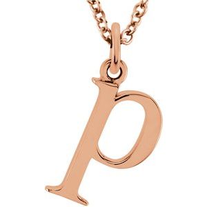 18K Rose Gold-Plated Sterling Silver Lowercase Initial p 16" Necklace Siddiqui Jewelers