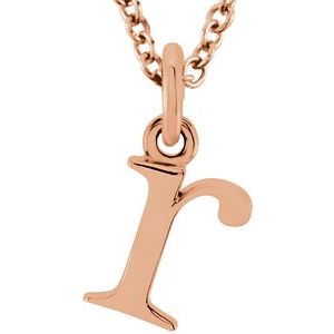 14K Rose Lowercase Initial r 16" Necklace Siddiqui Jewelers