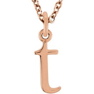 18K Rose Gold-Plated Sterling Silver Lowercase Initial t 16" Necklace Siddiqui Jewelers