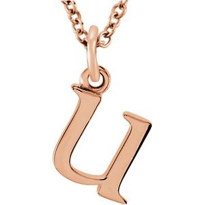 18K Rose Gold-Plated Sterling Silver Lowercase Initial u 16" Necklace Siddiqui Jewelers