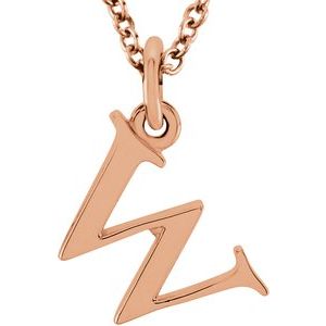 14K Rose Lowercase Initial w 16" Necklace Siddiqui Jewelers