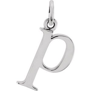 Sterling Silver Lowercase Initial p 16" Necklace Siddiqui Jewelers
