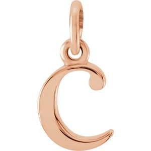 18K Rose Gold-Plated Sterling Silver Lowercase Initial C Pendant Siddiqui Jewelers