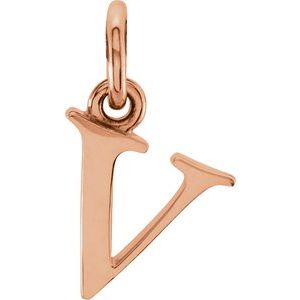 18K Rose Gold-Plated Sterling Silver Lowercase Initial V Pendant Siddiqui Jewelers