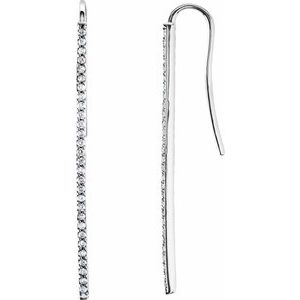 14K White 1/4 CTW Diamond Vertical Bar Earrings - Siddiqui Jewelers