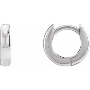 14K White 9.5 mm Hinged Hoop Earrings Siddiqui Jewelers