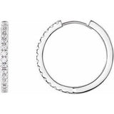 14K White 3/8 CTW Lab-Grown Diamond 17.4 mm Hoop Earrings Siddiqui Jewelers