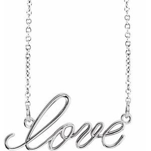 14K White "Love" 16.5" Necklace - Siddiqui Jewelers