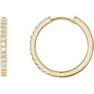 14K Yellow 3/8 CTW Lab-Grown Diamond 17.4 mm Hoop Earrings Siddiqui Jewelers