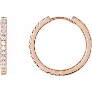 14K Rose 3/8 CTW Lab-Grown Diamond 17.4 mm Hoop Earrings Siddiqui Jewelers